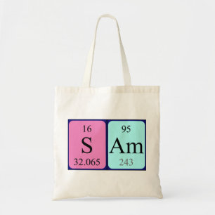 Sam periodic table name tote bag