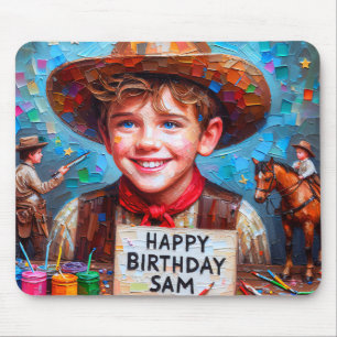 SAM ~ Zany Cowboy BIRTHDAY Gift ~ Mouse Mat