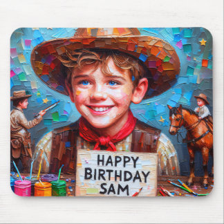 SAM ~ Zany Cowboy BIRTHDAY Gift ~  Mouse Mat