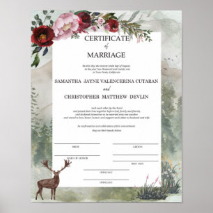 Samantha  and Chris  Certificate of Marriage Poster