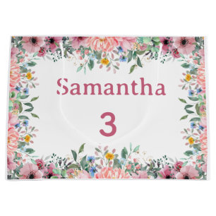 Samantha Floral Gift Bag, Large 3rd Birthday Bag