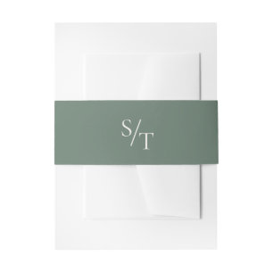 Samantha Forest Green Traditional Elegant Wedding Invitation Belly Band