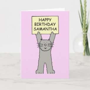 Samantha Happy Birthday Cartoon Cat Card