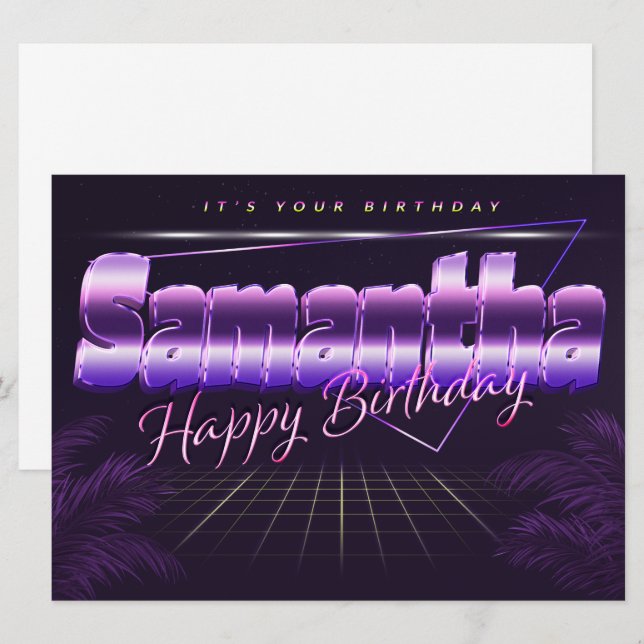 Samantha Name First name lila retro card Birthday (Front/Back)