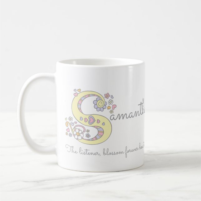 Samantha name meaning decorative s monogram mug (Left)
