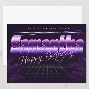 Samantha Name Vorname lila retro Karte Geburtstag Card