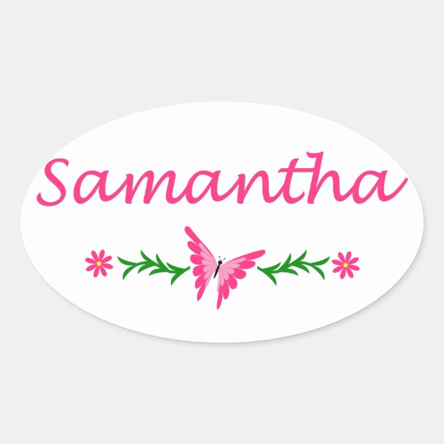 Samantha (Pink Butterfly) Oval Sticker (Front)