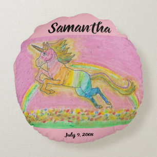 Samantha Unicorn Round Pillow