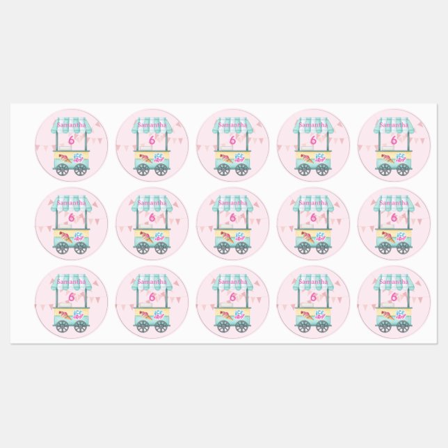 Samantha's Sweet 6th Ice Cream Party Labels (Sheet)
