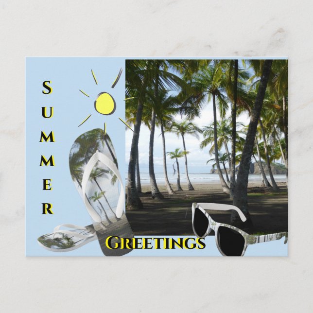 Sámara Beach Summer Greetings Cust. Postcard (Front)