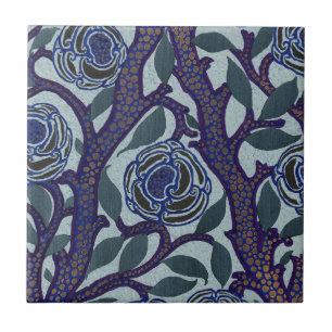 Samarkand inspired Floral Pattern Art Nouveau Tile