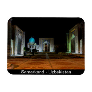 Samarkand, Uzbekistan - Registan square at night Magnet