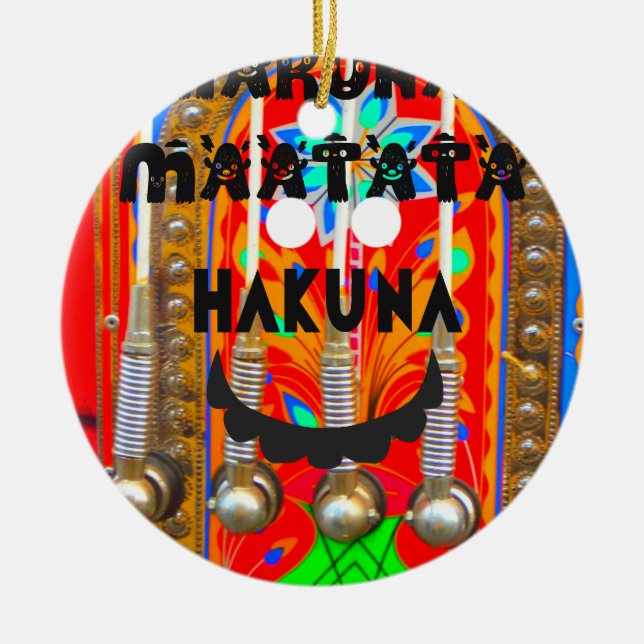 Samba Carnival colours Hakuna Matata blings.png Ceramic Tree Decoration (Front)