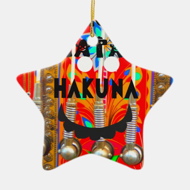 Samba Carnival colours Hakuna Matata blings.png Ceramic Tree Decoration (Front)