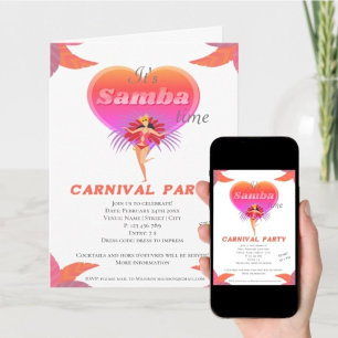 Samba dance brazilian carnival folded Invitation
