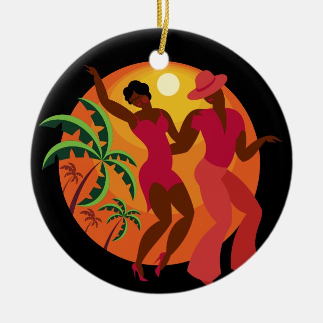 Samba / Flamenco Dancer Ceramic Tree Decoration (Front)