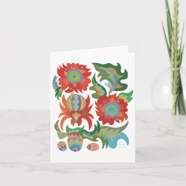 Samchykivka Spider and Flowers Note Card (Front)