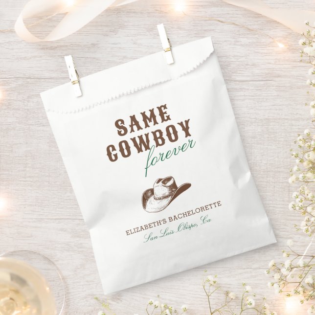 Same Cowboy Forever Bachelorette Weekend Favour Bags (Clipped)