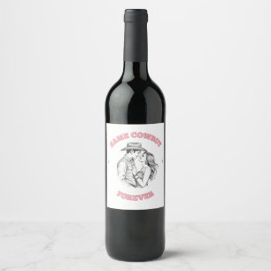 Same Cowboy Forever Bachelorette Western Girly Wine Label