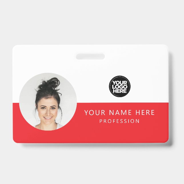 Same Front and Back | Employee Photo, Logo, Name ID Badge (Front)