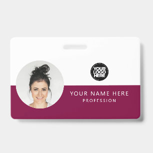 Same Front and Back Employee Photo, Logo, Name ID Badge