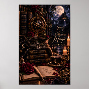 Same Girl Different Magic Gothic Black Cat Poster