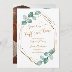 Same Love Different Date Eucalyptus Gold Photo Save The Date