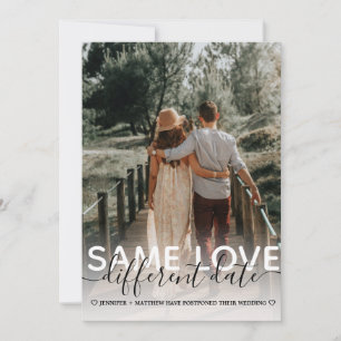 Same Love Different Date Wedding Typography Photo Announcement