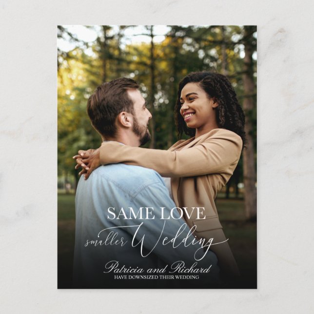 Same Love Downsize Wedding Simple Elegant Photo Postcard (Front)