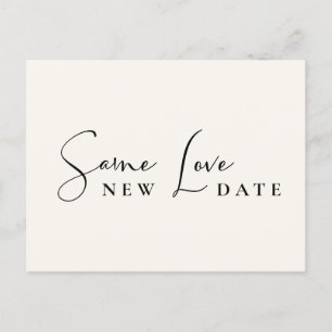 Same Love New Date Cream Wedding Change the Date Announcement Postcard