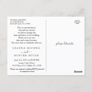 Same Love New Plan Wedding Change the Date Postcar Postcard