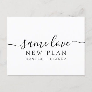 Same Love New Plan Wedding Change the Date Postcard