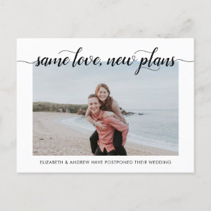 Same Love New Plans Modern Chic Typography Photo Announcement Postcard