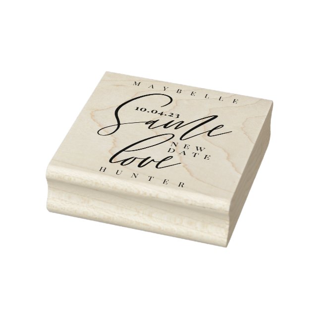 Same Love New Wedding Date Elegant Calligraphy Rubber Stamp (Stamp)
