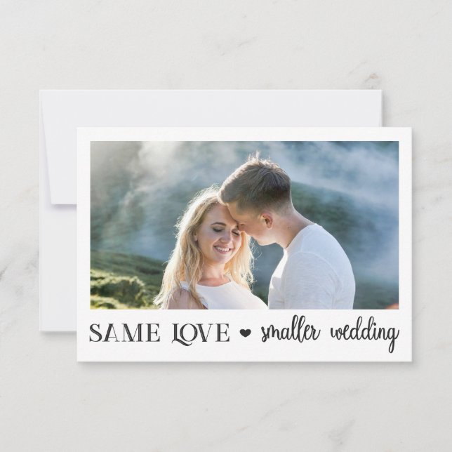 Same love smaller wedding downsized simple photo (Front)
