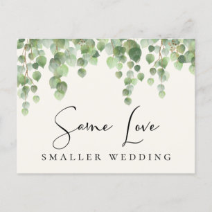 Same Love Smaller Wedding Eucalyptus Greenery Announcement Postcard