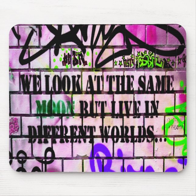 Same Moon Different Worlds Colourful Graffiti Mouse Mat (Front)