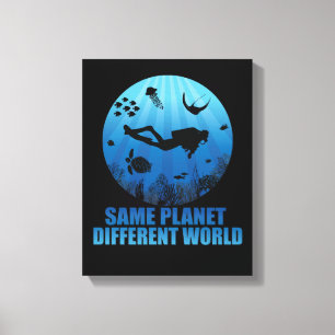 Same Planet Different World Scuba Diver Canvas Print