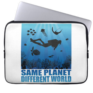 Same Planet Different World Scuba Diver Laptop Sleeve