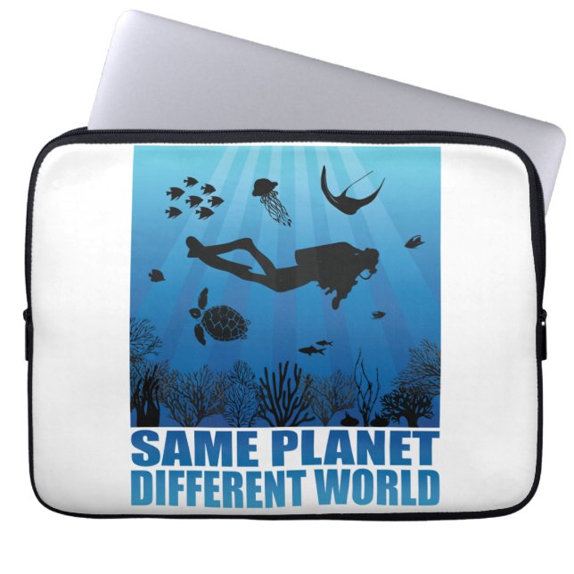 Same Planet Different World Scuba Diver Laptop Sleeve (Front)