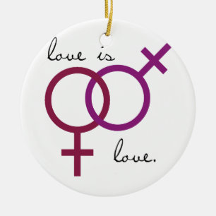 Same-Sex Love is Love (women) Ceramic Tree Decoration