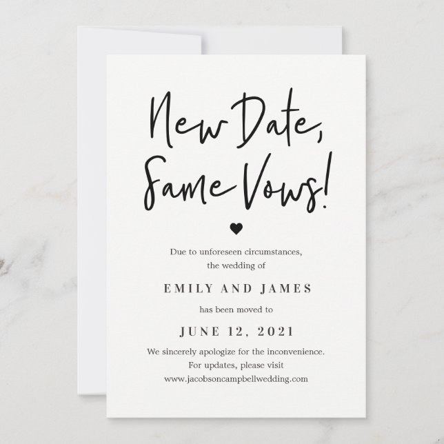 Same Vows EDITABLE COLOR Change The Date Card (Front)
