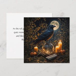 Samhain Beautiful Black Raven Candles Moon Card