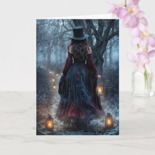 Samhain Beautiful Woman in a Top Hat Vintage  Card