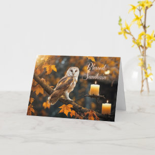 Samhain Blessing with Pretty Mystical Image of Owl Card