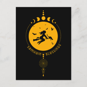 Samhain Blessings, witch Postcard