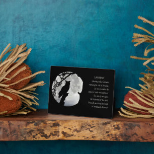 Samhain Blessings with Owl Pagan Plaque