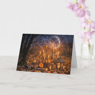 Samhain Candles and Lantern Moon Outdoors Mystical Card