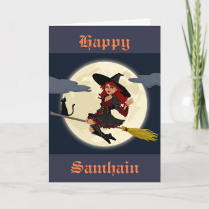 Samhain card - flying witch