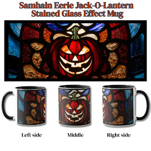 Samhain Eerie Jack-O-Lantern Stained Glass Effect Mug